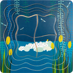 Lagapúsl – stig 1 með froskaeggjum og vatnaliljum.