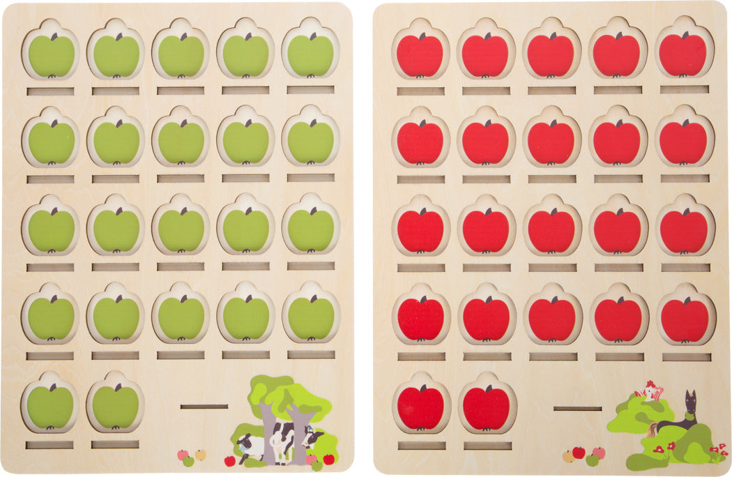 Gettu hver? leikur með rauðum og grænum eplum
