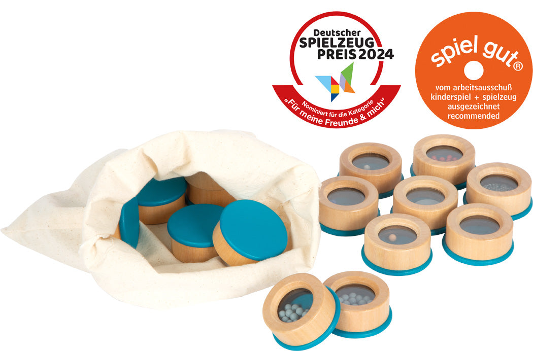 Hlustunar og minnisspil úr Sensory línu frá Small Foot með viðarílátum