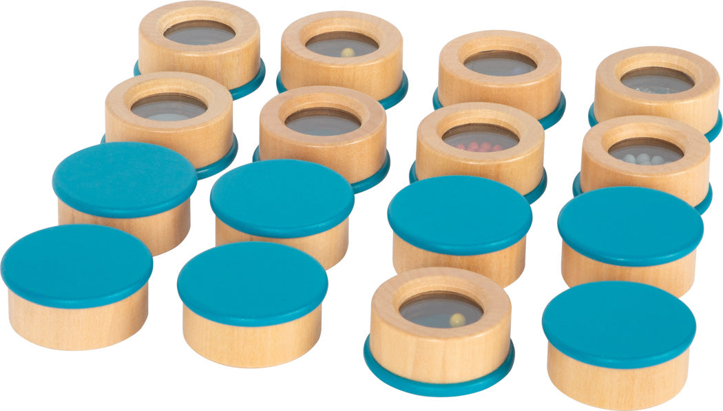 16 viðarílát úr hlustunar minnisspili – sensory leikfang