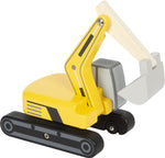 eltagrafa úr við með upphækkuðum grafaarmi og skóflu