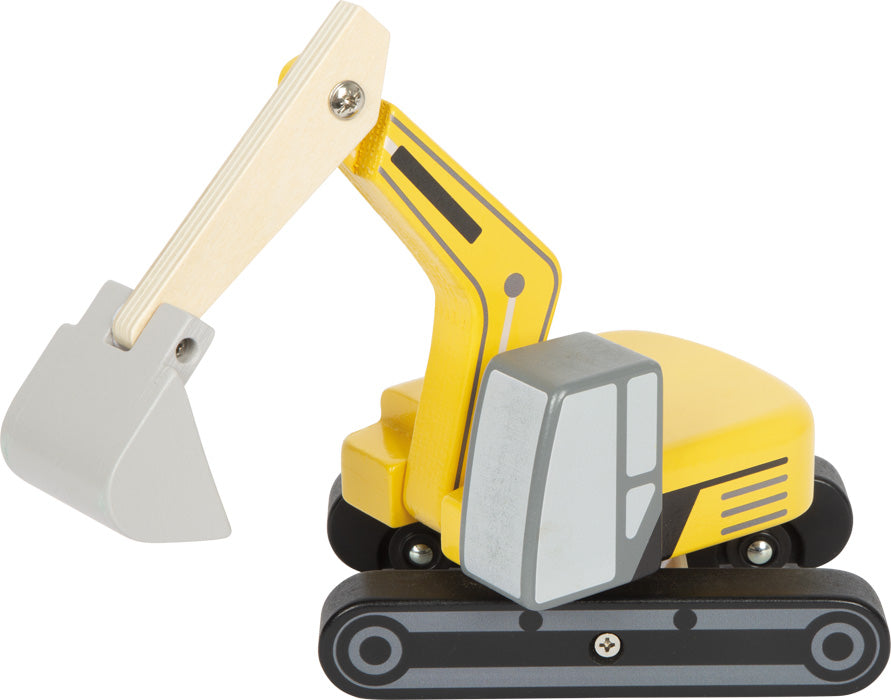 Trébeltagrafa fyrir börn með snúningskabínu og skóflu