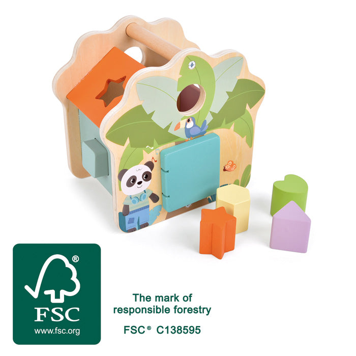 Formkubbahús "Jungle Friends", 5 litaðir kubbar og FSC vottun.