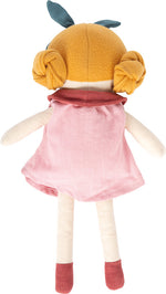 Lína tuskudúkka aftan frá – mjúk barnadúkka í kjól