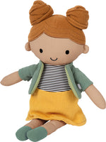 Mæja tuskudúkka sitjandi – mjúk barnadúkka í kjól