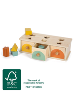 Montessori leikfang með FSC® vottun, form og skúffur úr við