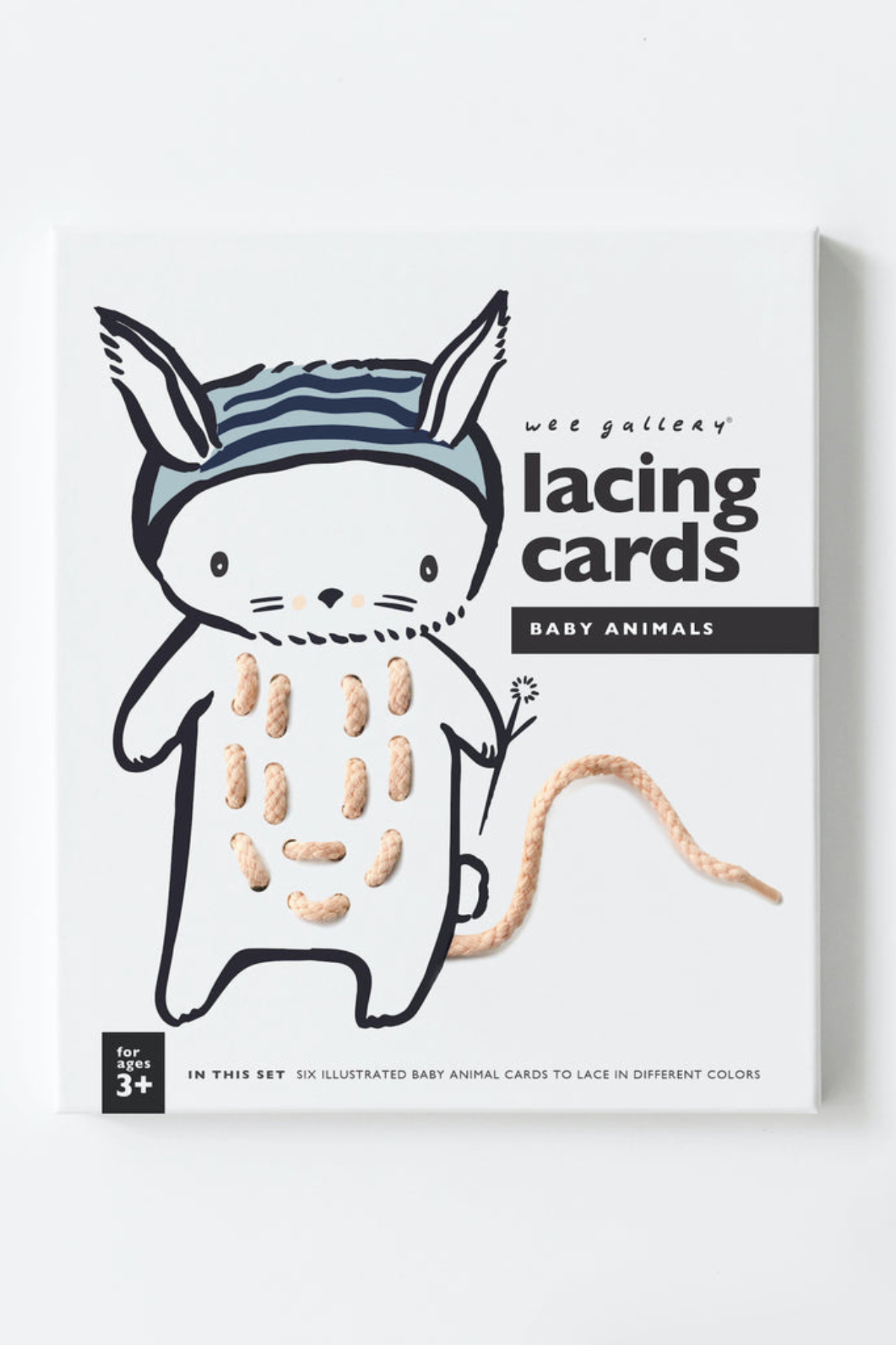 Askja utan um Wee Gallery Dýrin útsaum með kanínu og lacing cards merkingu fyrir börn 3 ára og eldri