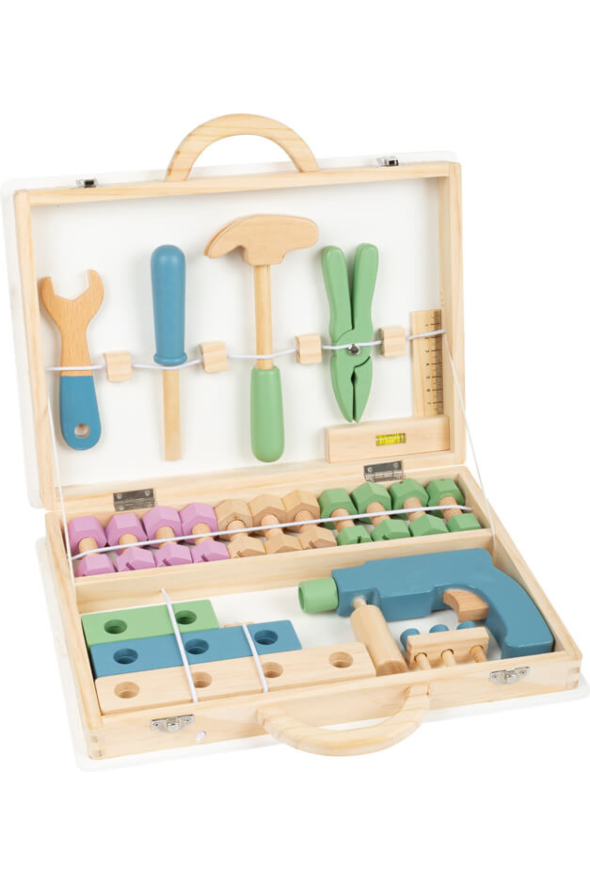 Verkfærasett pastel úr við í verkfærakassa fyrir börn 3 ára+