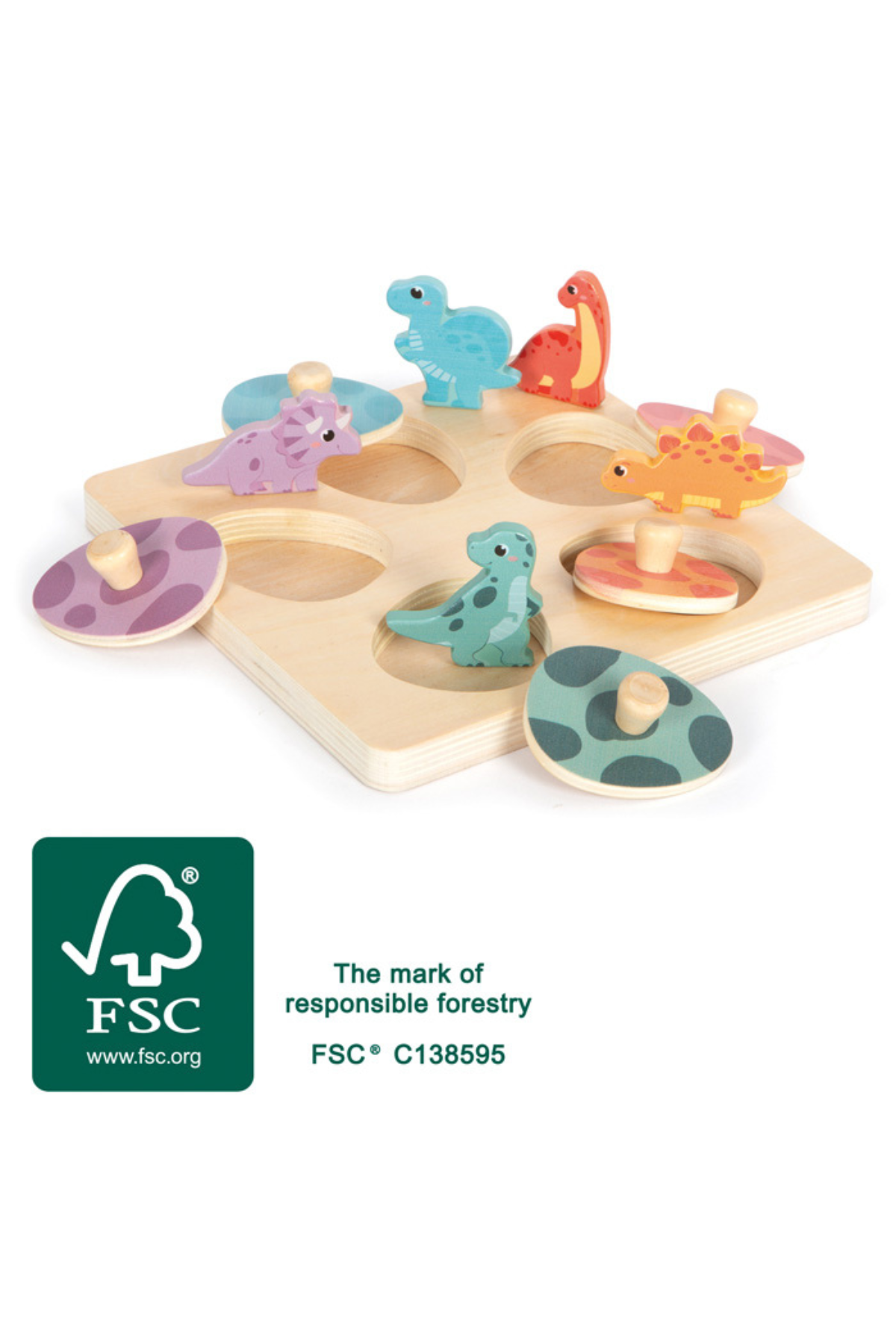 Risaeðlu púsl & minnisleikur með risaeðlum og eggjum, FSC vottað, leikfang frá Small Foot.