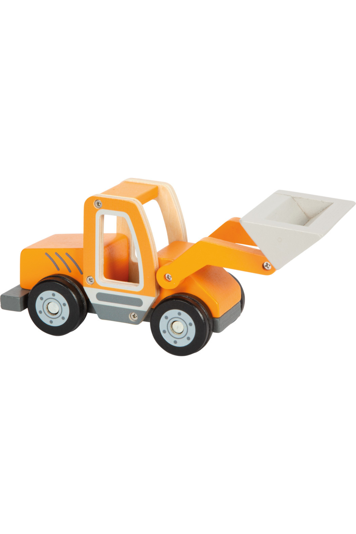 Grafa í appelsínugulum lit með hreyfanlegri skóflu.