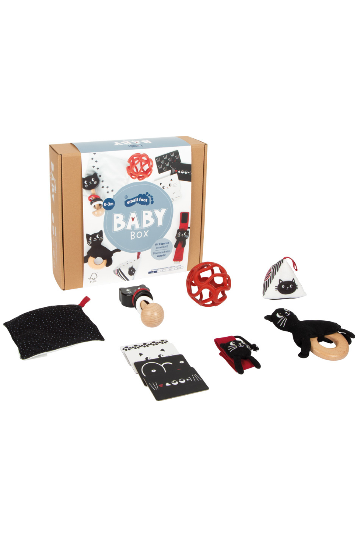 Baby Box 0–3 mánaða þroskasett með 7 leikföngum fyrir nýbura