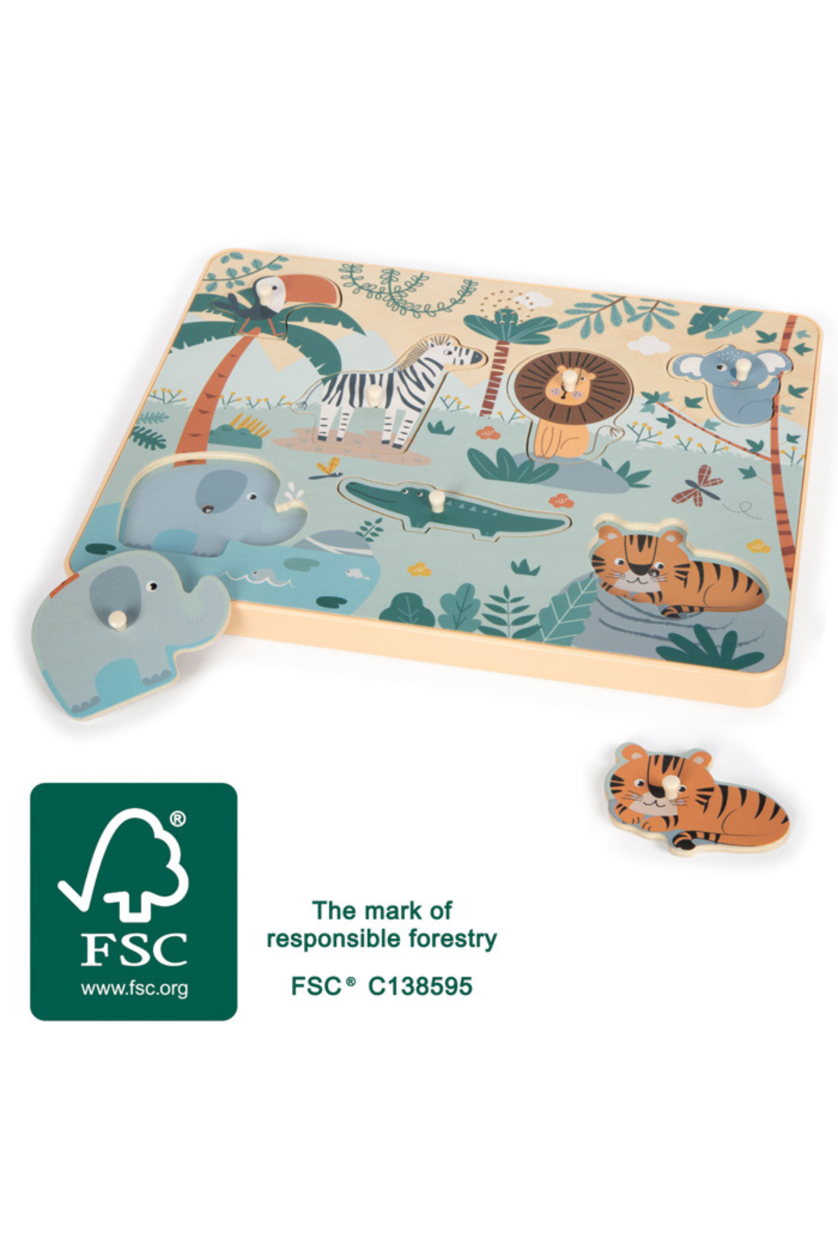 FSC vottað safari púsl með dýrahljóðum.
