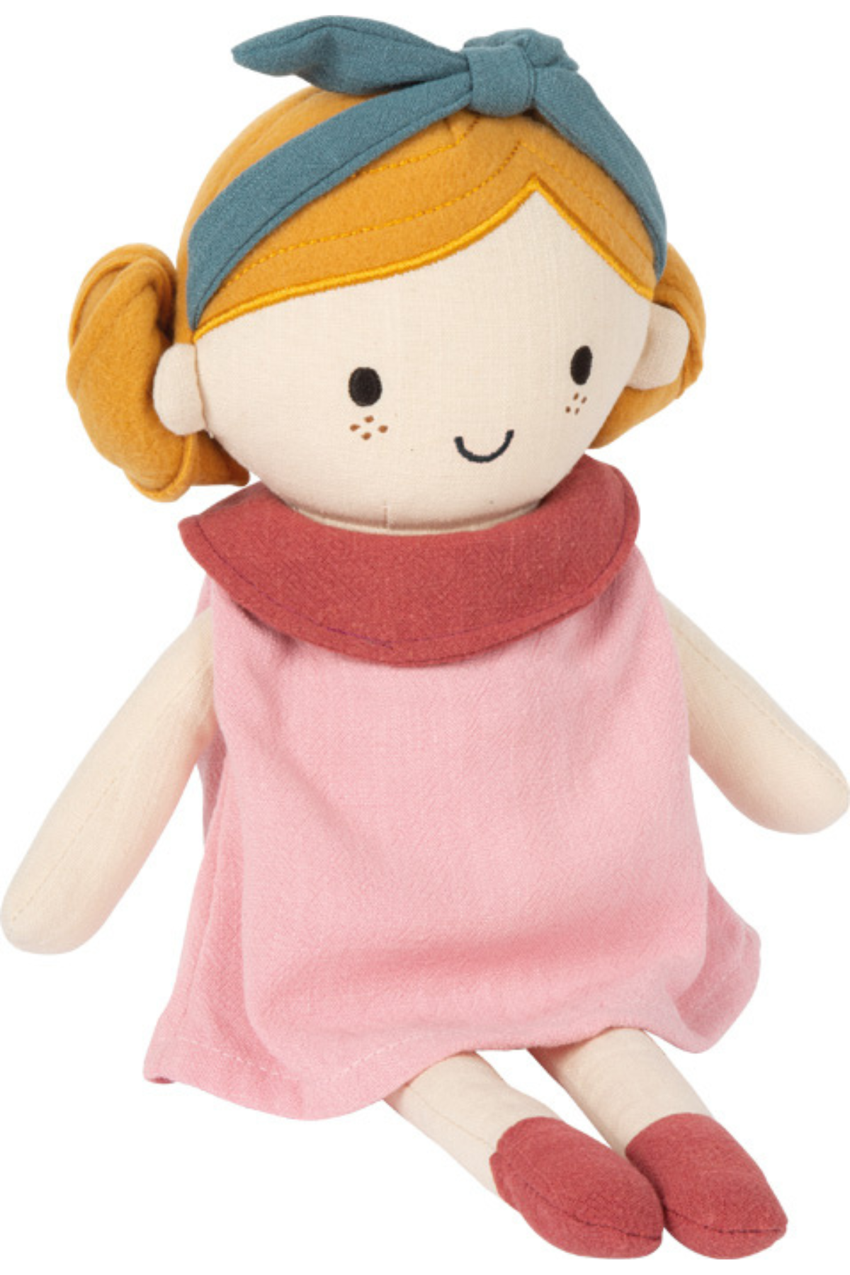 Lína tuskudúkka  – mjúk barnadúkka í bleikum kjól