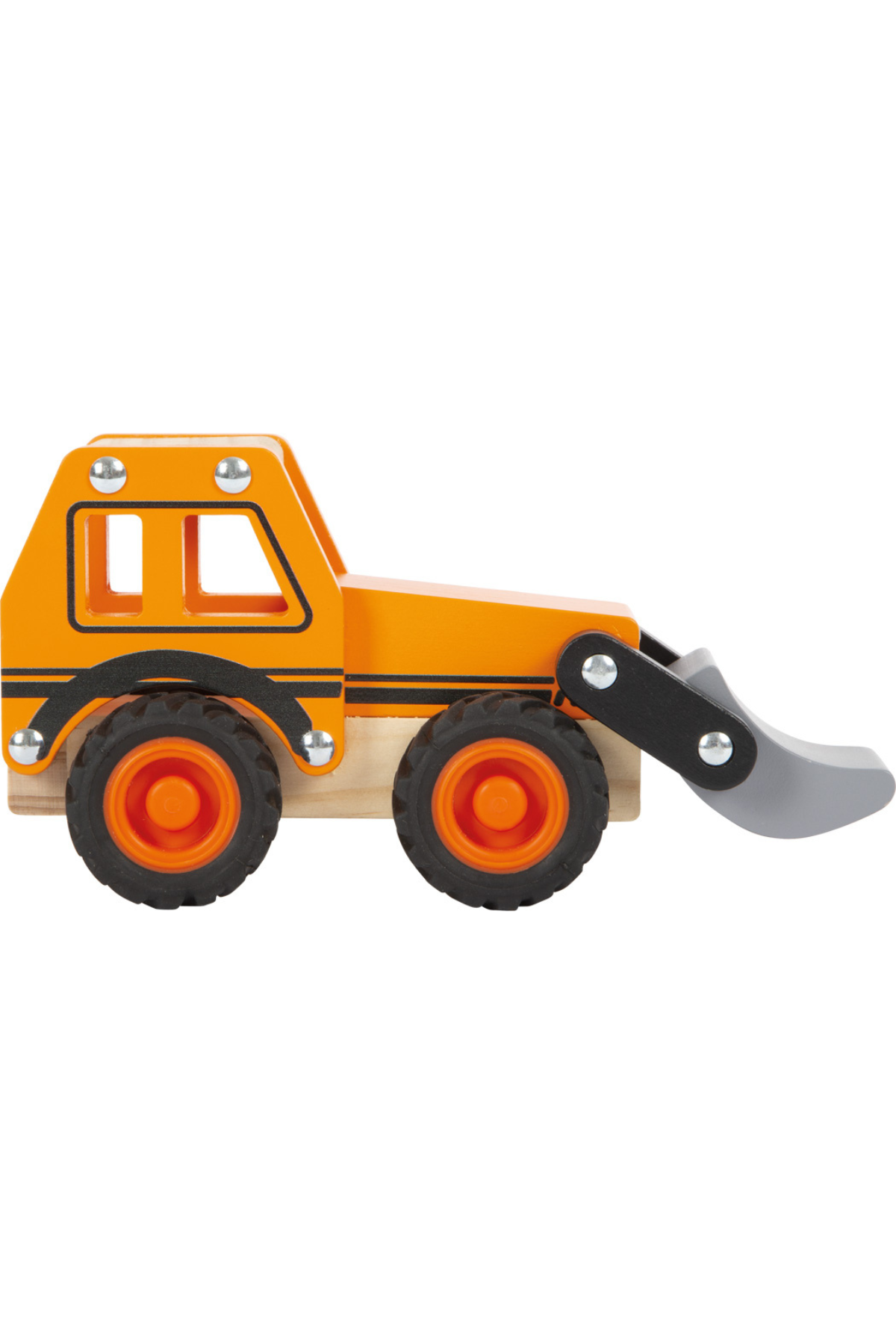 Appelsínugul viðargrafa fyrir börn sýnd frá hlið