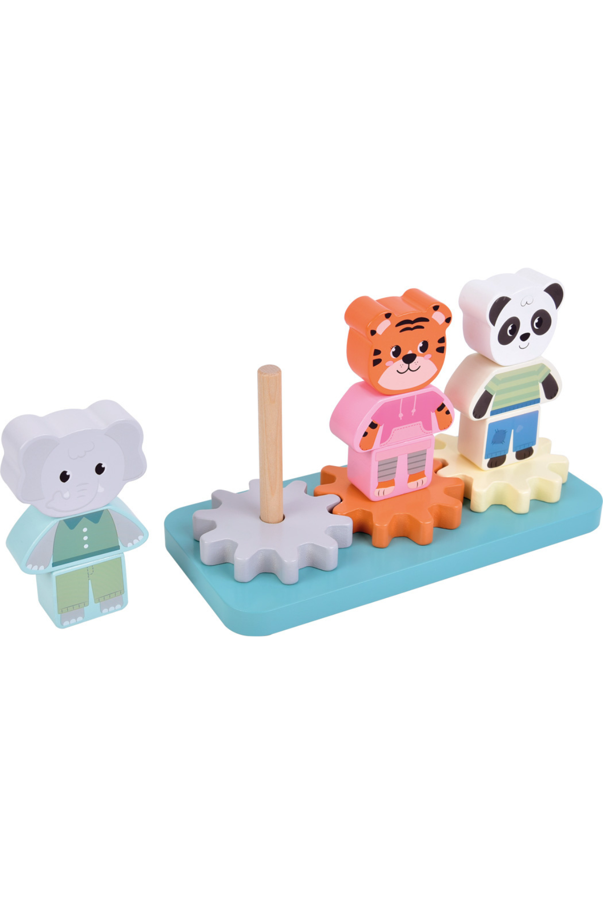 Toy set with animal figures on a blue base
