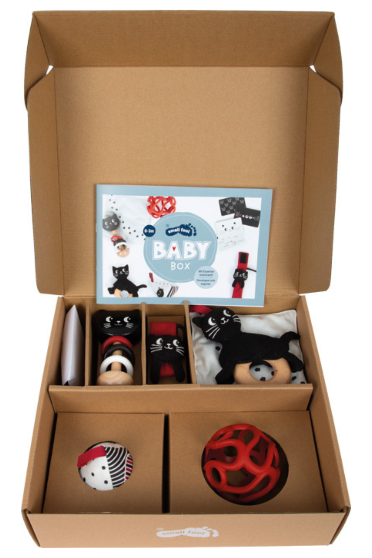Baby Box 0–3 mánaða opinn gjafakassi með þroskaleikföngum