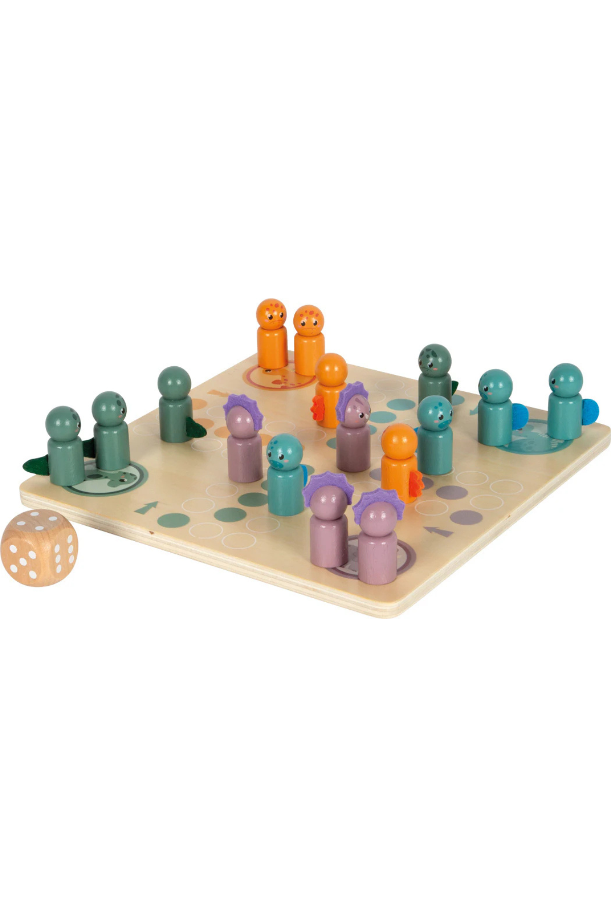 Klassískt Ludo spil með risaeðluþema fyrir skemmtilegan fjölskylduleik