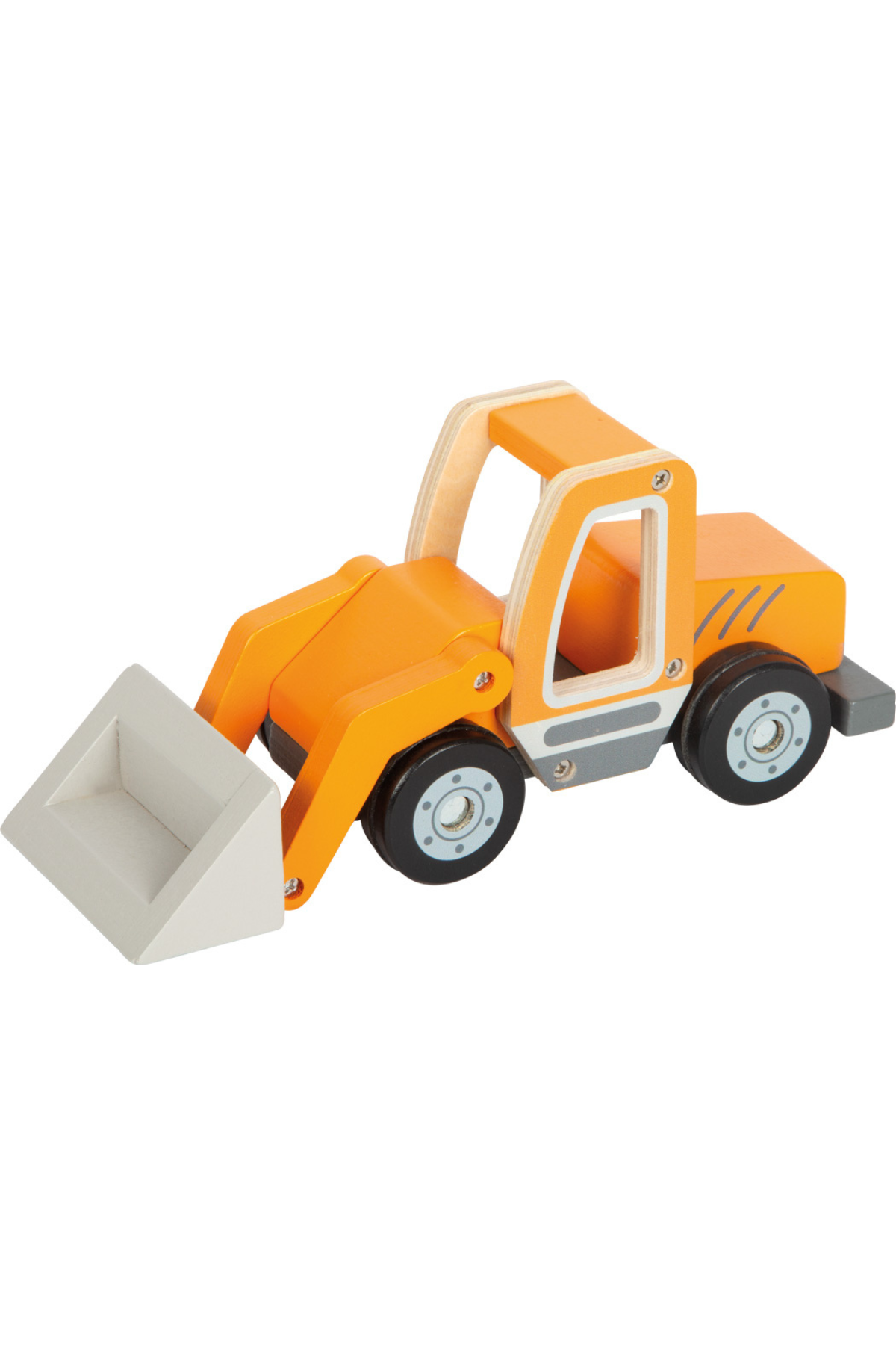 Hliðarsýn af viðar gröfu frá Small Foot.