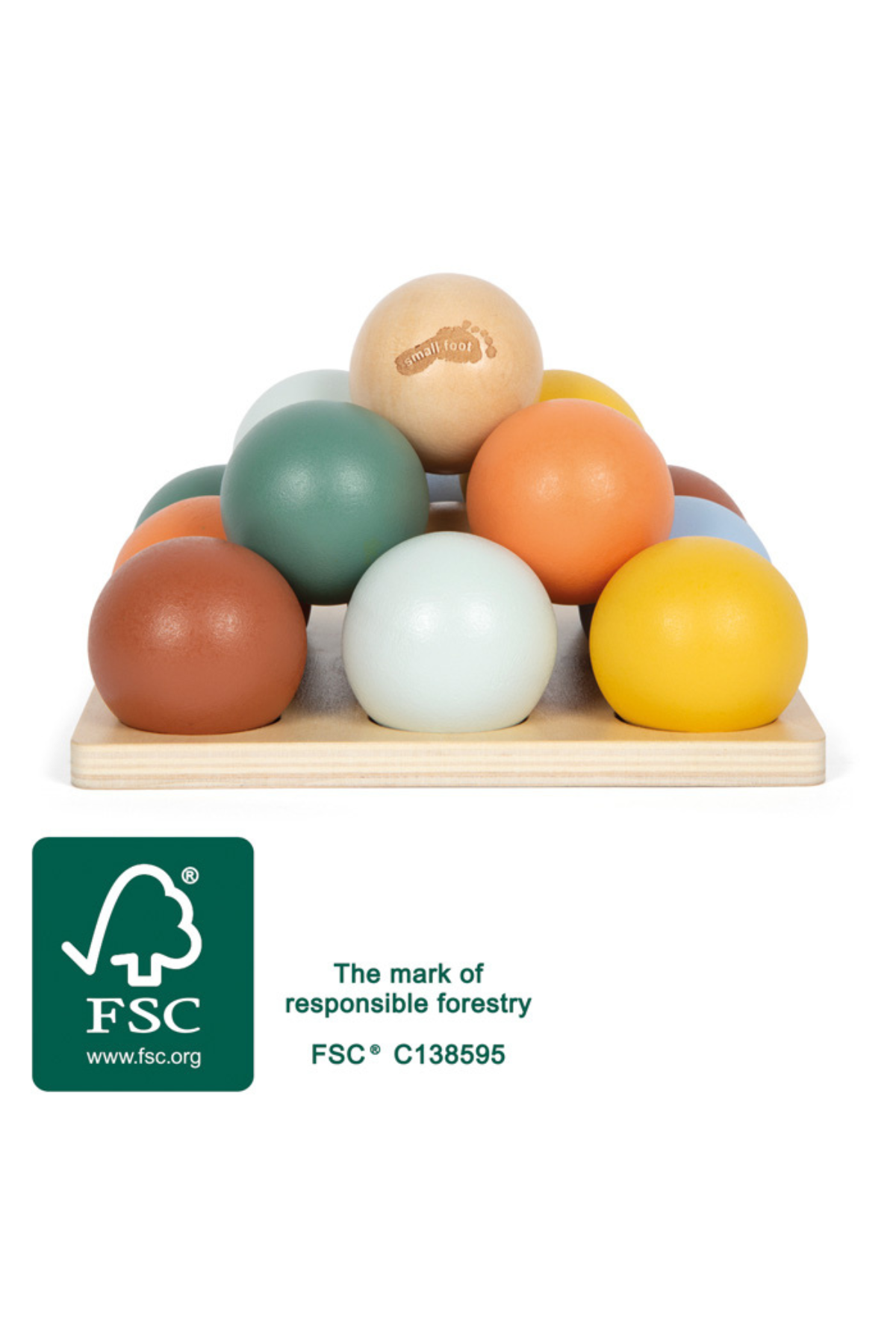 Montessori flokkunarleikur með viðarkúlum úr FSC-vottuðum við
