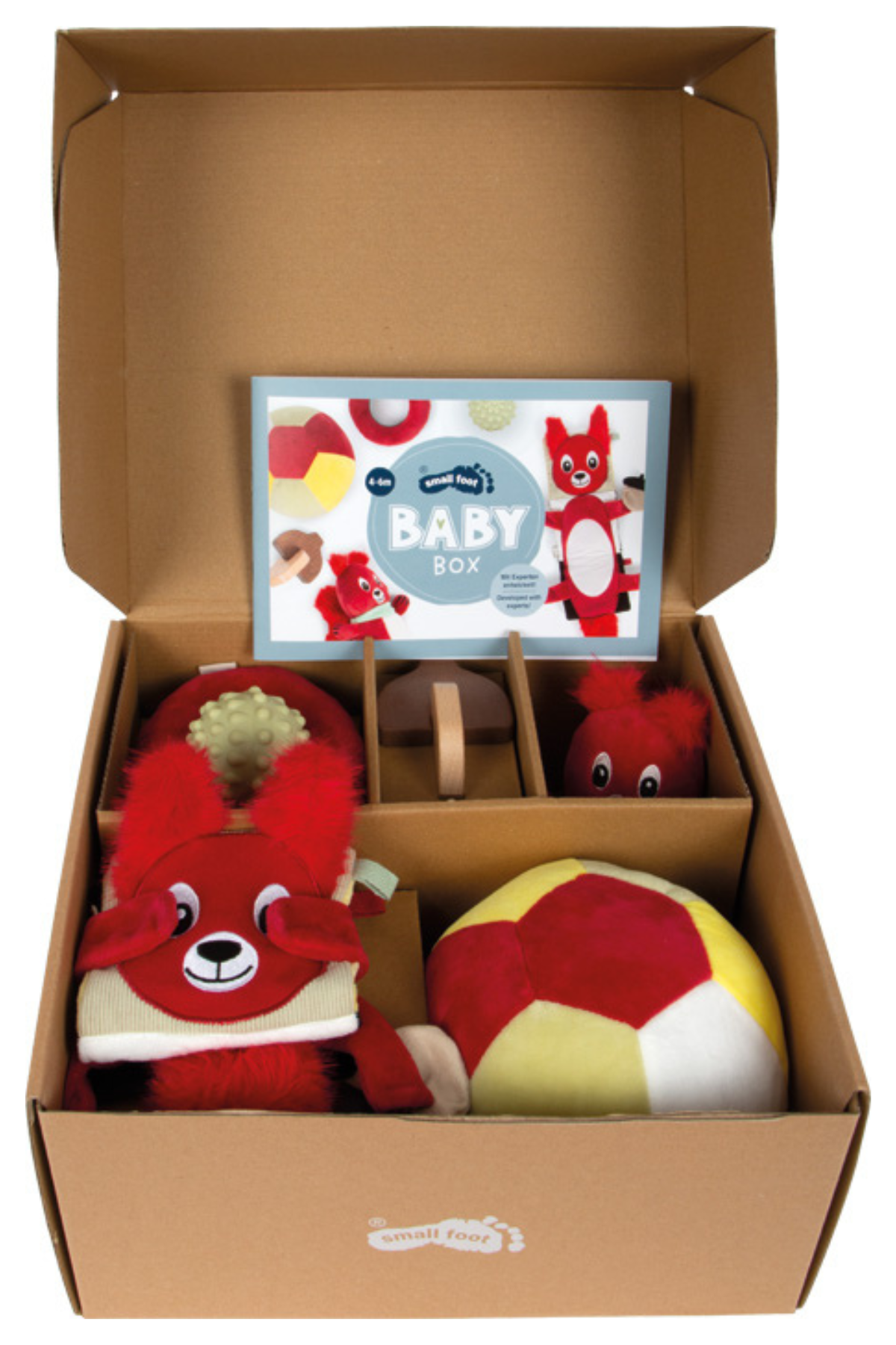 Baby Box þroskasett fyrir 4–6 mánaða börn frá Small Foot í opinni gjafaöskju