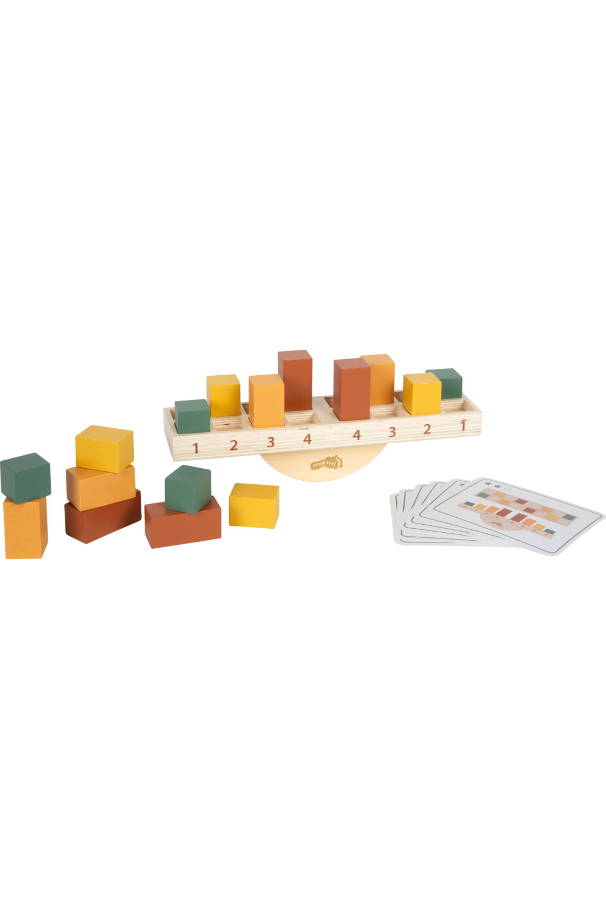 Fjölbreyttur Montessori leikur með 16 kubbum og jöfnunarbretti