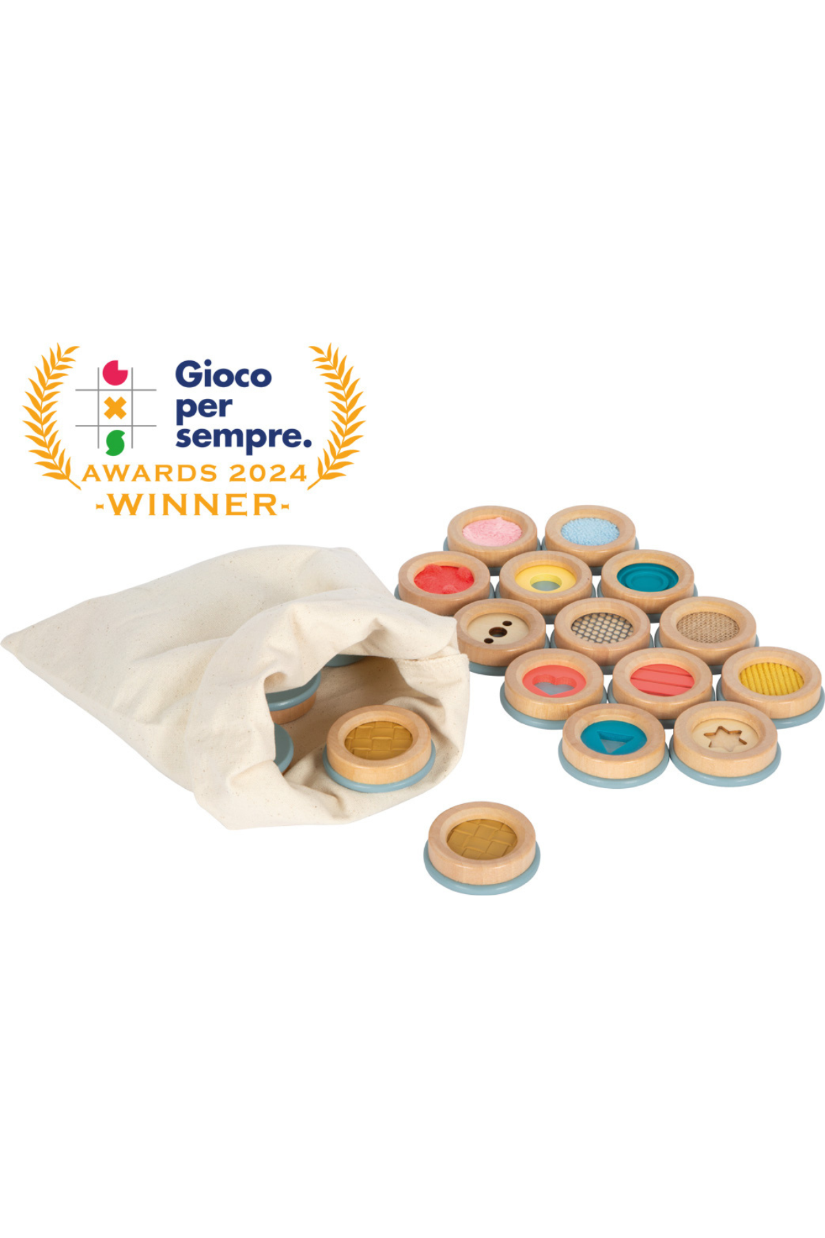 Skynjunar minnisspil úr Sensory línu frá Small Foot – 28 spil með mismunandi áferð