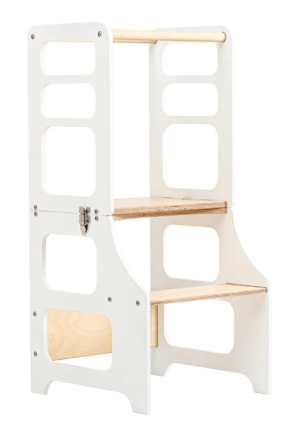 2in1 hjálparturn úr við í hvítum lit á hvítum bakgrunni