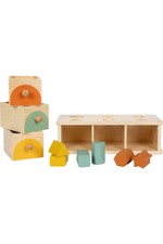 Montessori flokkunarkassi úr við með formum í skúffum