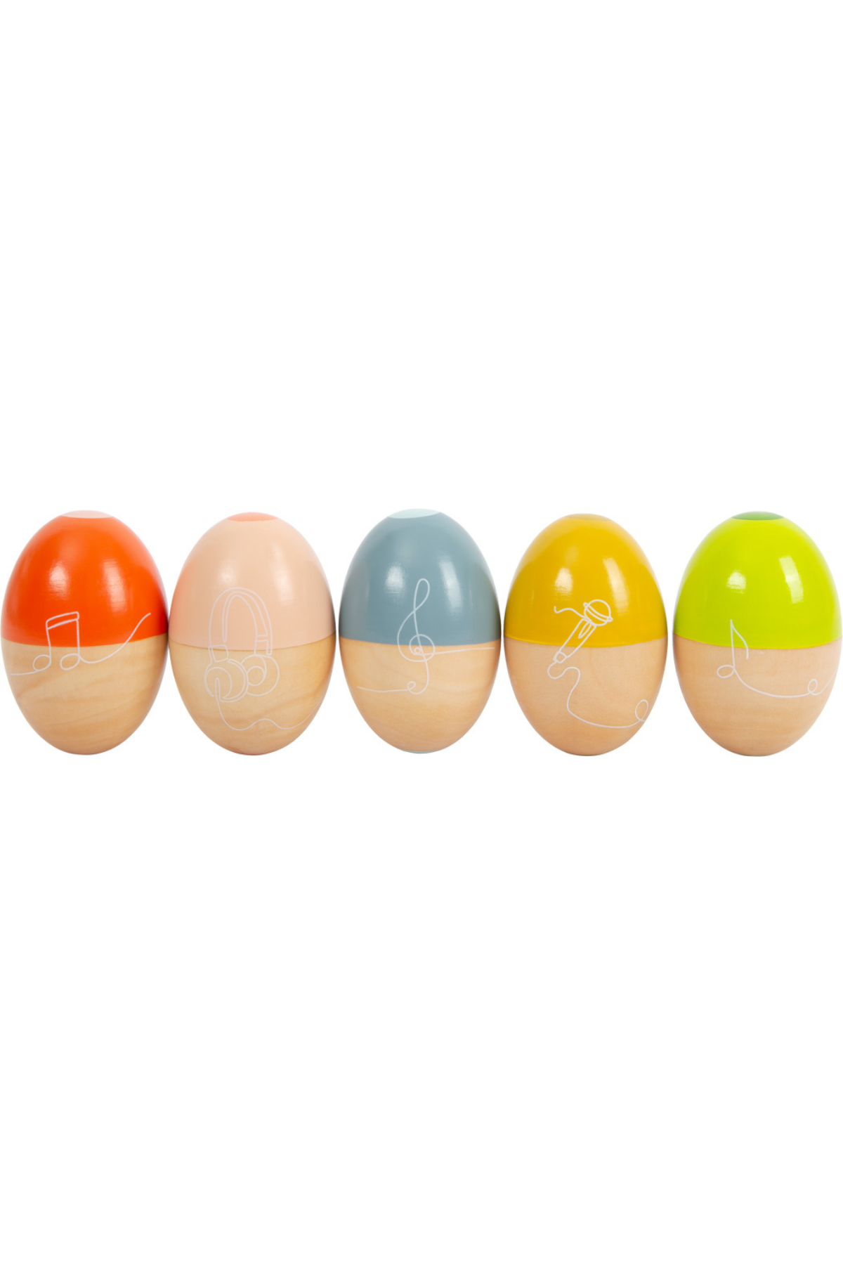 Sett af 5 egg hristurum úr við – Small Foot Groovy Beats
