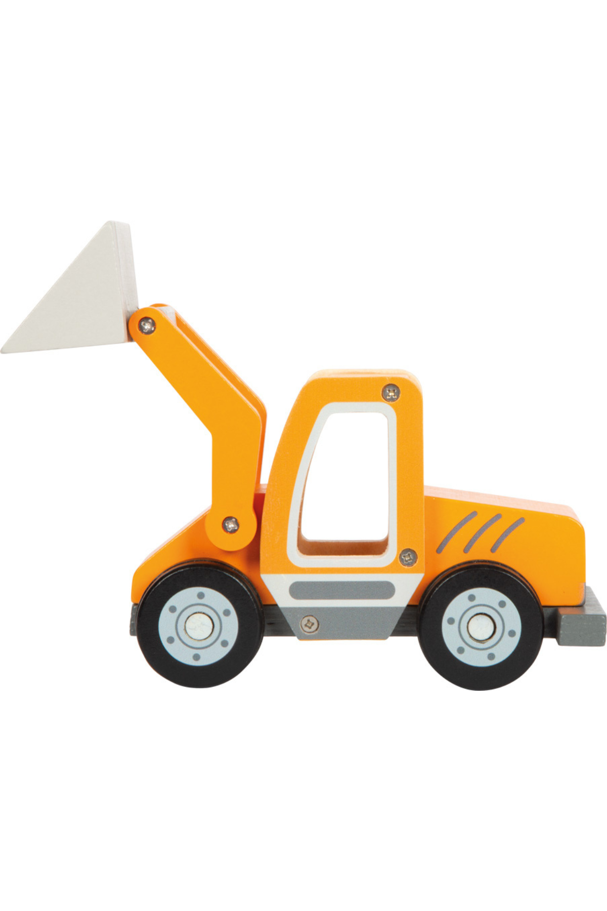 Grafa, wheel loader – með skóflu lyft uppi.