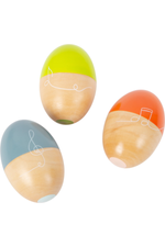 Egg hristarar í mismunandi litum með tónlistarmynstri – viðarleikfang