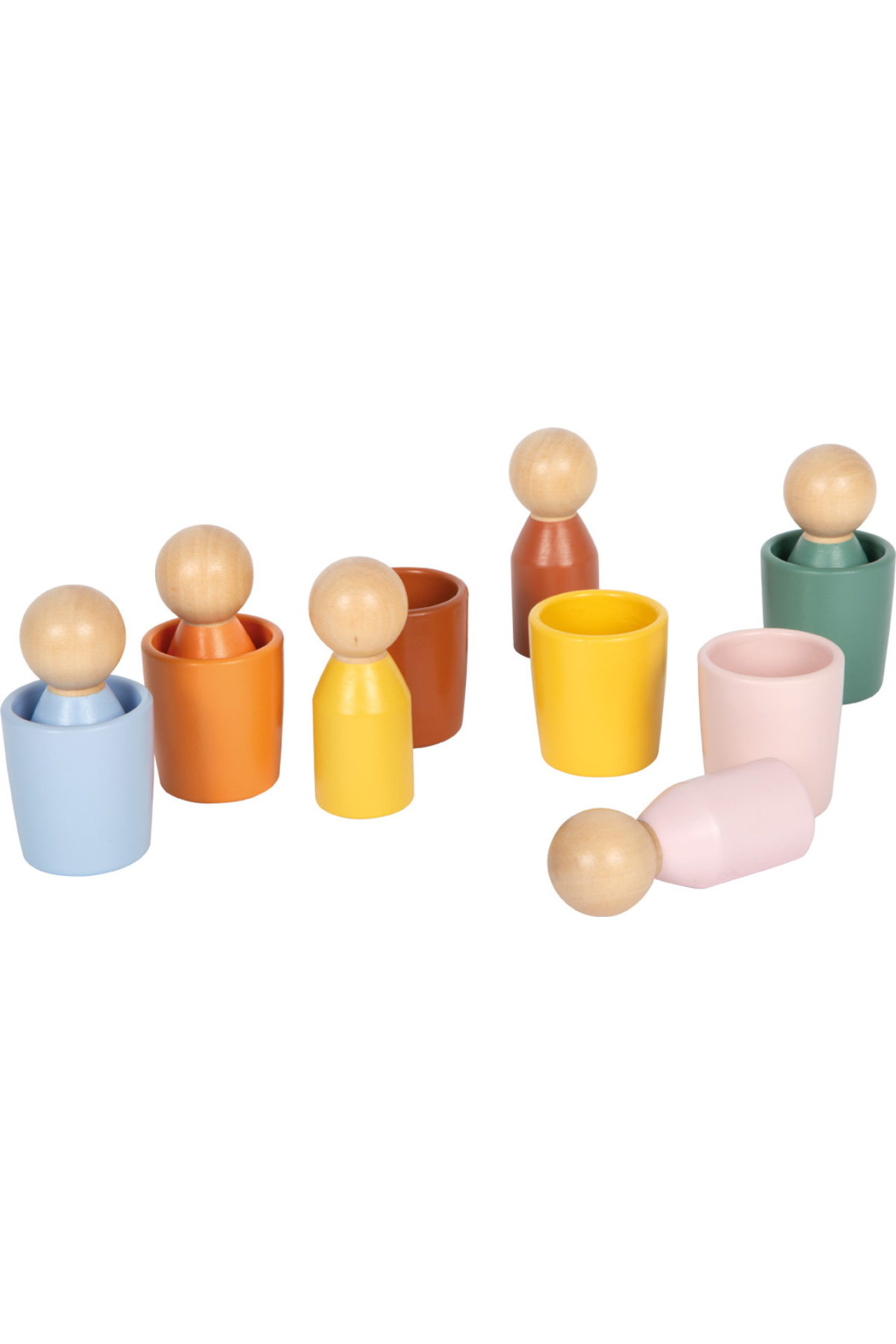 Montessori flokkunarbikar með viðarfigúrum og litum