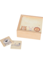 Samstæðu spil í viðarkassa með renniloki – barnaspil