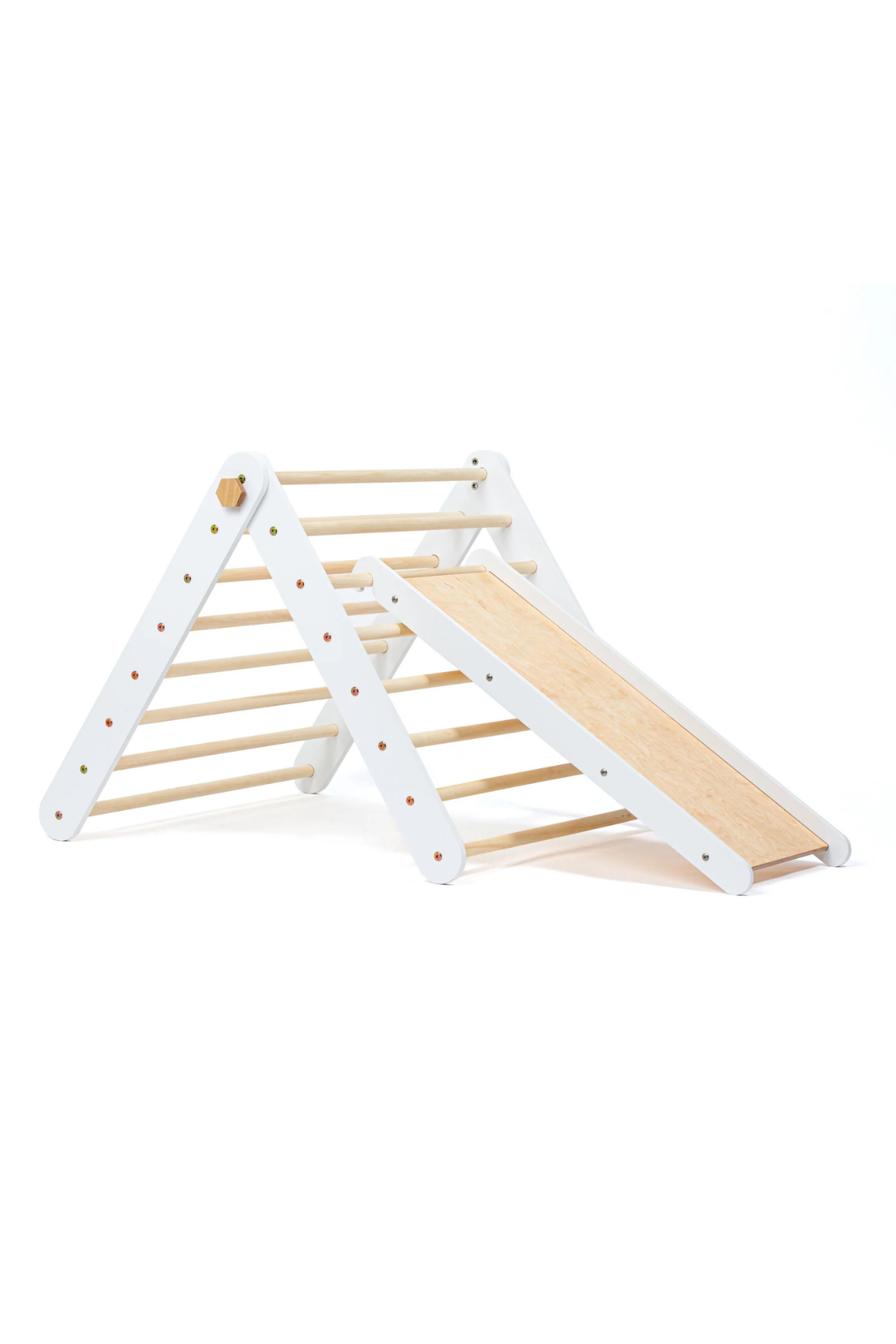Pikler með rennibraut frá Duck WoodWorks í Hvítum lit