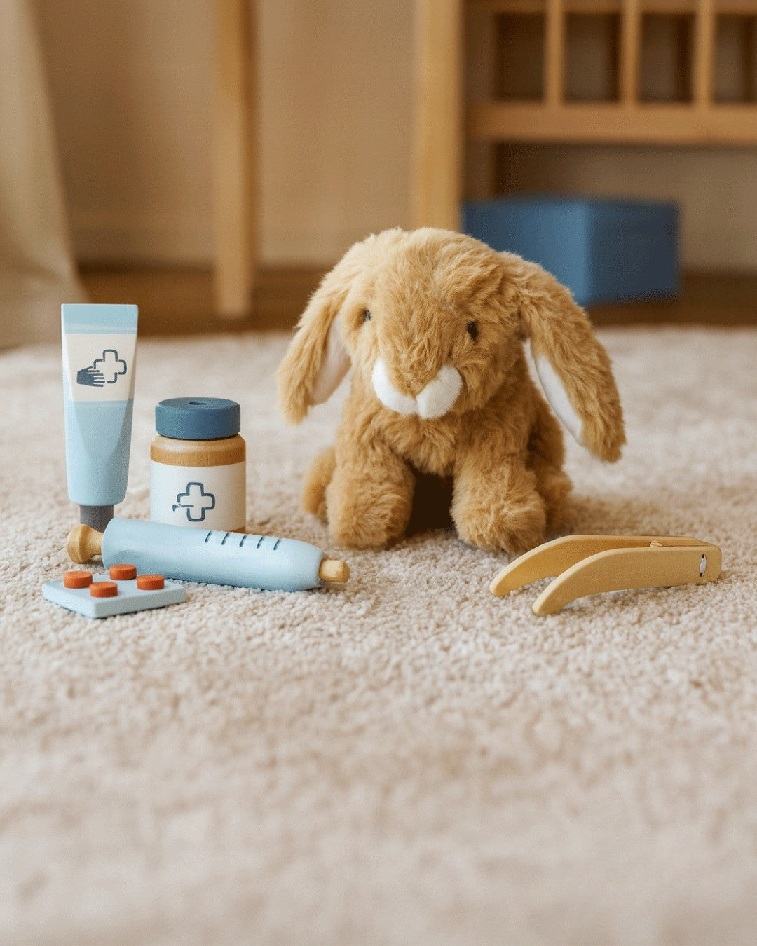 Falleg mjúk Kanína með skemmtilegum aukahlutum