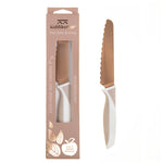 KiddiKutter barnahnífur Rosegold Limited Edition í umbúðum með hvítu handfangi