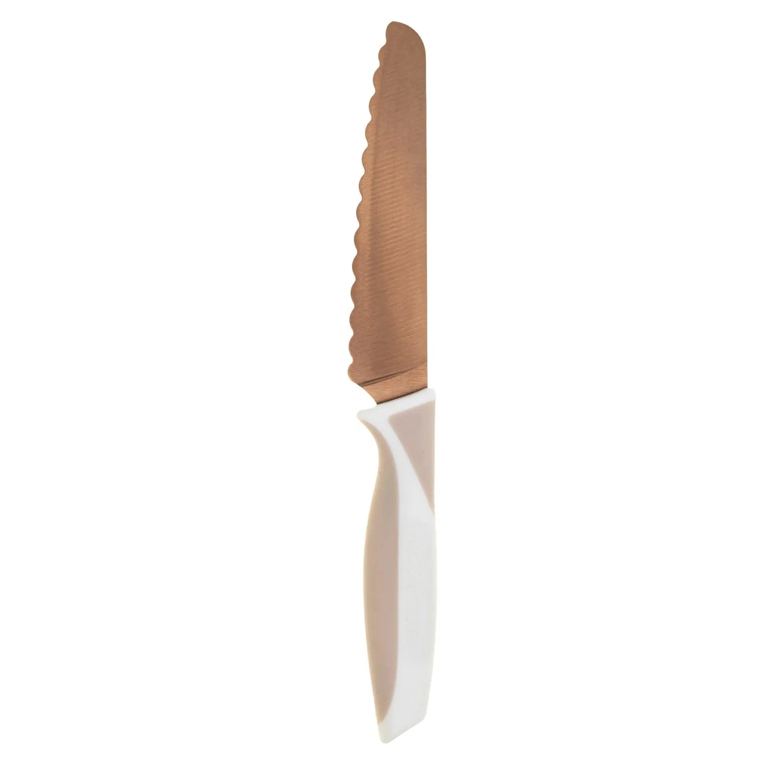 KiddiKutter barnahnífur með rosegold blaði og hvítu handfangi