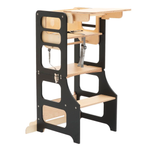 Svartur 3in1 hjálparturn og matarstóll fyrir börn – step stool, matarstóll og leikstóll í einu