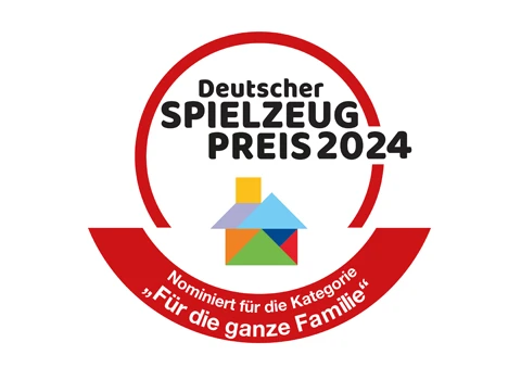 Viðurkenning fyrir ''Deutscher Spielzeug Preis 2024'' á hvítum bakgrunn.